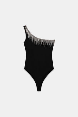 ASYMMETRIC FRINGED SHIMMER BODYSUIT - Zara фото 5