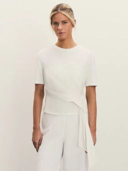 Футболка с драпировкой из поплина / Zarina  фото 3