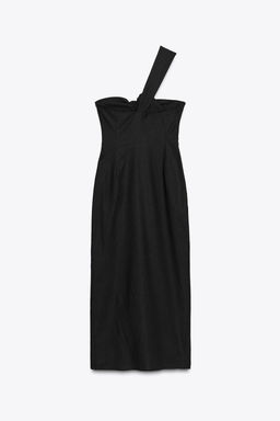 ASYMMETRIC CUT-OUT MIDI DRESS WITH LINEN BLEND - Zara фото 6