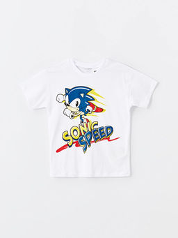 Bisiklet Yaka Sonic Bask?l? K?sa Kollu Erkek Bebek Ti??rt