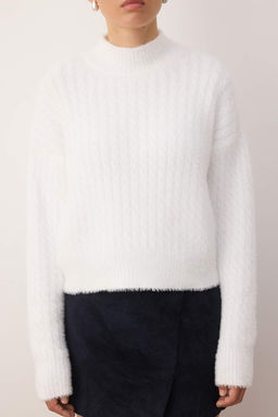 Ekru Sakal/Yumos Iplikli Crop/K?sa Triko Kazak TWOAW26KZ00192 - Trendyolmilla фото 3