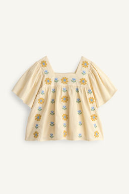 BLUSA BORDADOS FLORES PUNTO DE CRUZ LIMITED EDITION / Crema - Zara фото 5