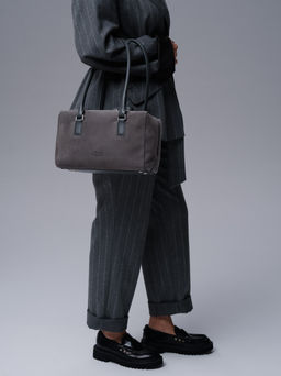 Замшевая сумка Cube DBR 31333 серый замок  фото 7