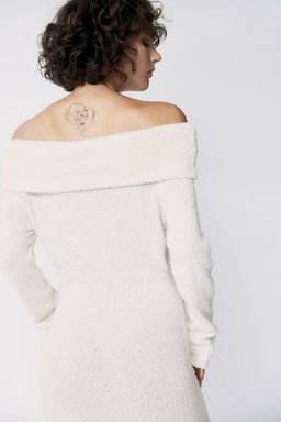 Vestido off-the-shoulder en punto boucle - H&m фото 3