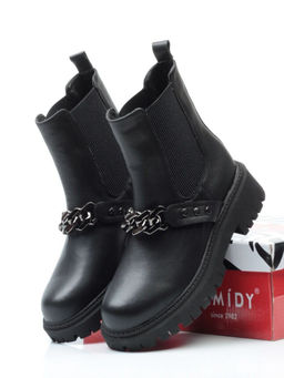 01-5272-1 BLACK Ботинки демисезонные женские (искусственная кожа, байка)