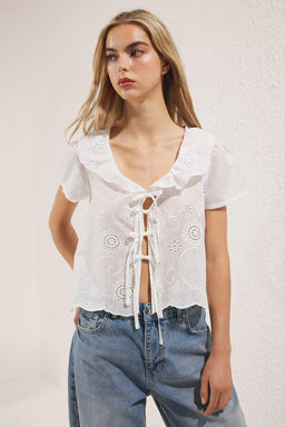 Trendyolmilla Beyaz Gomlek TWOSS25GO00162  фото 3