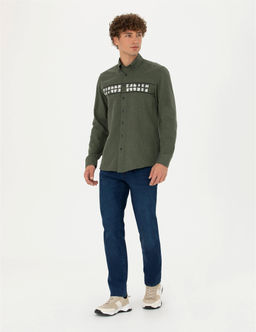 Haki Slim Fit Uzun Kollu G_mlek - Pierre cardin фото 4