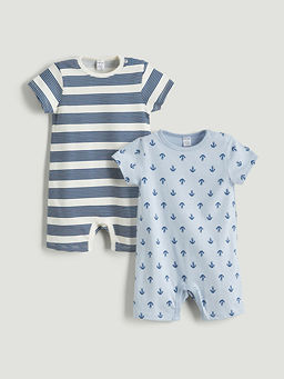 Bisiklet Yaka Erkek Bebek Tulum 2li