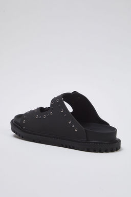 Trendyol Shoes Siyah Rivetli Cift Tokal? Duz Kad?n Terlik TAKSS25TE00004 - Trendyolmilla фото 9
