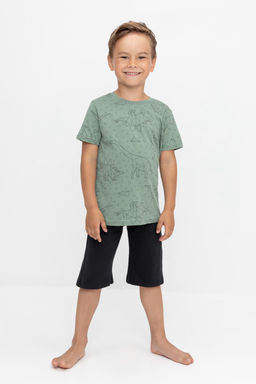 К 1614/динозавры на зеленом,черный пижама дет