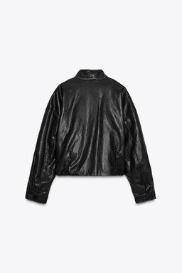 HIGH NECK FAUX LEATHER BOMBER JACKET - Zara фото 8