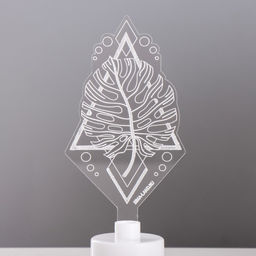 Светильник 3D ночник RISALUX «Монстера», LED RGB 6 цветов, от батареек 3хLR1130 6×11 см