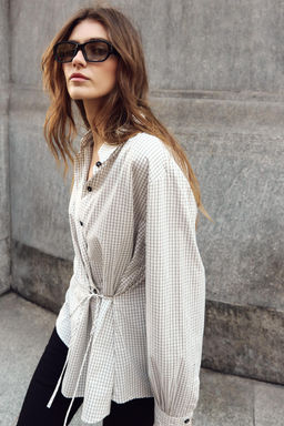 CAMISA CUADROS LAZO / marron/blanco - Zara фото 6