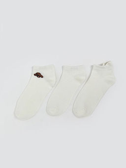 Bask?l? Kad?n Patik ?orap 3l?