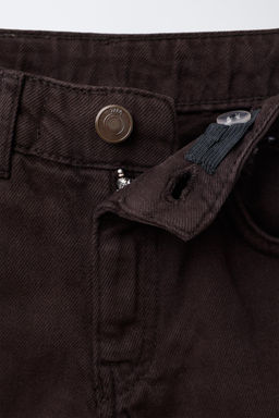 STRAIGHT-LEG DENIM TROUSERS WITH WAVY EMBROIDERY - Zara фото 3