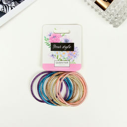 Цена за 6 шт. Резинки для волос «Спорт люкс», набор 10 шт., блеск нюд, 3 см, МИКС