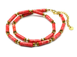 Чокер из варисцита имитация цилиндр 4*13мм цв.красный, 39см