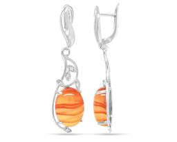 Серьги из серебра сердолик, СПН4043