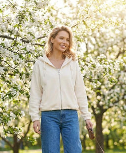 K13388 Толстовка из флиса с капюшоном СЛИВКИ