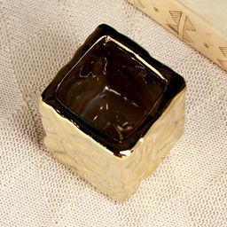 Кашпо для цветов «Патрик», 7×7×7.5 см, керамика, золотистое