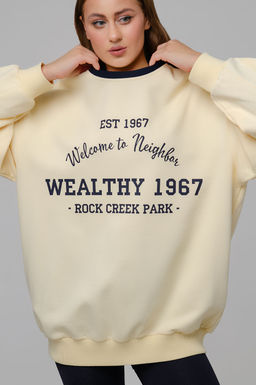 Арт. 15131 Свитшот женский оверсайз удлиненный 42-52 (3 шт) Цвет:молочный - Калинка фото 6