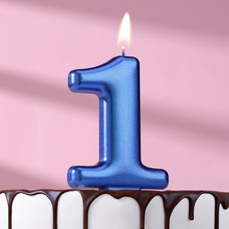 Цена за 3 шт. Свеча для торта «Европейская ГИГАНТ», цифра 1, 7 см, синий металлик