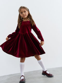 Платье бархатное с фонариками Вишневый джем - Bungly фото 5