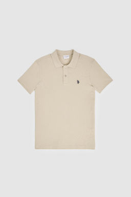 Erkek Slim Fit Polo Yaka A__k Haki Basic Ti__rt