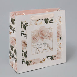 Цена за 2 шт. Пакет подарочный ламинированный квадратный, упаковка, Beautiful, 30?30?12 см