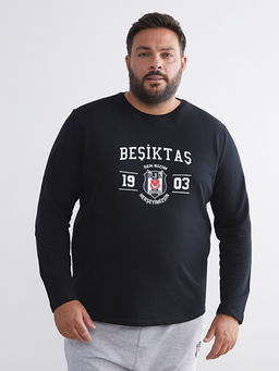 B?y?k Beden Bisiklet Yaka Be?ikta? Bask?l? Erkek Pijama ?st