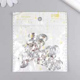 Декор для творчества пластик Стразы овал. Серебро набор 20 шт 1,3х1,8 см - Арт узор фото 4