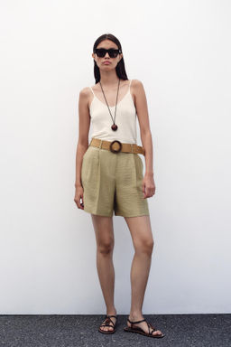 BERMUDA SHORTS WITH DARTS AND BELT - Zara фото 9