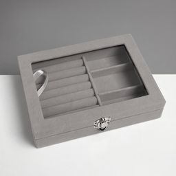 Шкатулка для украшений, 7 полос, 3 ячейки, 20×15×4.5, серая