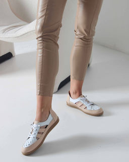 Слипоны 165.8000be. белый-бежевый