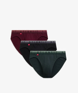 ATLANTIC 3MP-173 Трусы спорт Gradient Elastic - набор 3 шт. каберне + черный + изумрудный