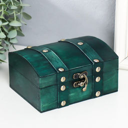 Шкатулка для украшений «Сундучок. Алиенора», дерево, с заклёпками, выпуклая, зелёный, 15×11.5×7.5 см
