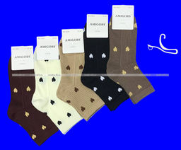 Цена за 10 пар. AMIGOBS носки женские цветные в рубчик с принтом Сердечки арт. 9503-2 фото 2