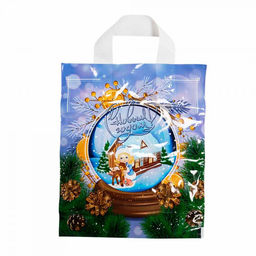 Е3141 Пакет "НГ" 25*30 петлевая ручка, ламинат 65мик "Новогодний шар".25