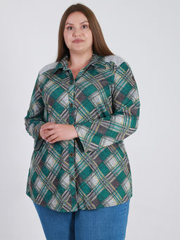 Рубашка в клетку женская больших размеров - Almond фото 2