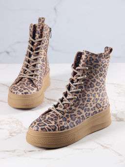 Ботинки 215.warmbr.Коричневый леопард/мех