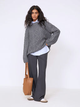 Джемпер с узорной вязкой B2876/nuage - Emka фото 4