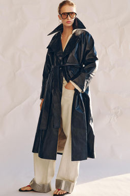 OVERSIZE LEATHER EFFECT TRENCH COAT ZW COLLECTION