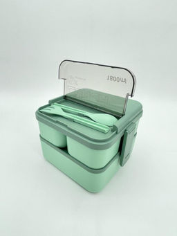 Ланчбокс "Sistem lunch", зелёный, 2 яруса, 4 отделения (1800 мл)