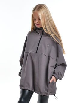 Худи оверсайз с капюшоном на молнии утепленное с карманом UD 8038 графит - Mini maxi фото 5