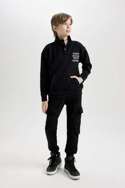 Черные спортивные штаны обычного кроя для мальчиков с эластичной резинкой на талии и карманами