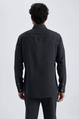 Хлопковая рубашка с длинными рукавами и воротником-поло Modern Fit - Defacto фото 7