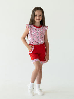 Комплект детский кошки на розовомкрасный