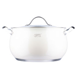 52292 GIPFEL Кастрюля NOVELLA 6,0 л / 24х13,5 см со стеклянной крышкой, с индукционным капсульным дном. Материал: нержавеющая сталь 18/10. Толщина: 0,8мм. Цвет: бежевый  фото 3