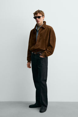 CROPPED FIT SUEDE LEATHER JACKET AARON LEVINE X ZARA фото 12
