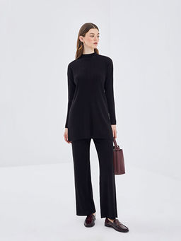 Kad?n Beli Lastikli D?z Triko Pantolon